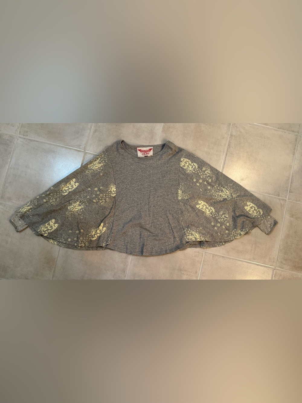 Paper Wings Poncho Top Grey Fairy Sz 12